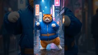 cute chubby cat dancing in rain 😂😻.. #catshorts #funnycat #cat #aicat #kitty