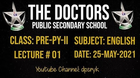 Class Pre-Py-2 English Lecture # 1 25-May-2021 dpsryk
