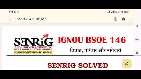 IGNOU BSOE 146 Solved Assignment 2024-25 Hindi Medium |  IGNOU BA
