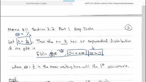 Probability Theory L30 Part a Section 3.2 Part 1 Exponential Distribution