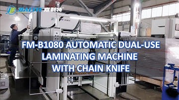 FM-B1080 Automatic Water Based Glue Lamination Machine with Chain Knife for PET Film testing video