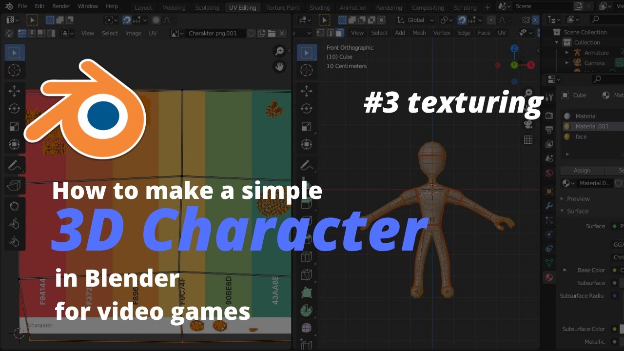 How to make a simple 3d character in blender for video games part3 ...