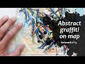 Painting abstract graffiti on a map  very quick process