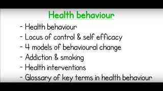 Health behaviour - key concepts
