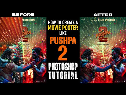 PUSHPA 2 Movie Poster Design Photoshop Tutorial - Telugu with Subtitles