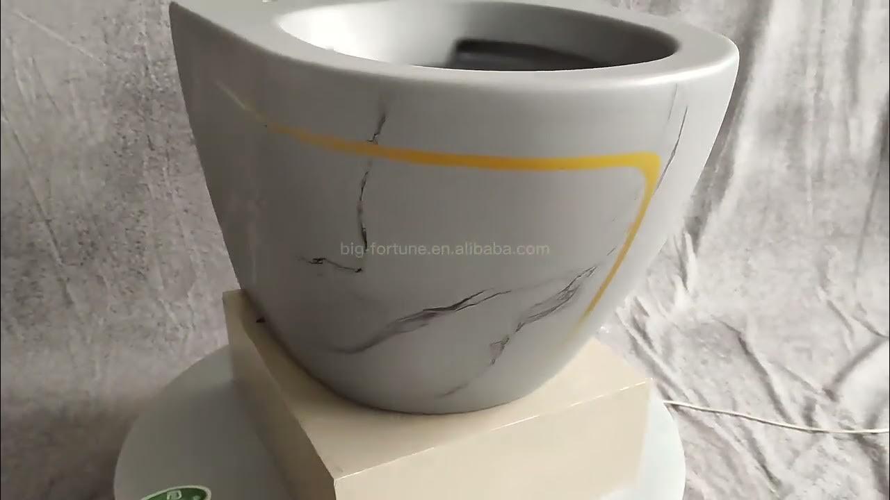 Wall Hung Toilet 8609 Gray grain + Gold bar YouTube