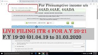 ITR 4 FOR A.Y 20-21 , F.Y 19-20 LIVE FILING ONLINE | FINANCE GYAN | HOW TO FILE ITR 4