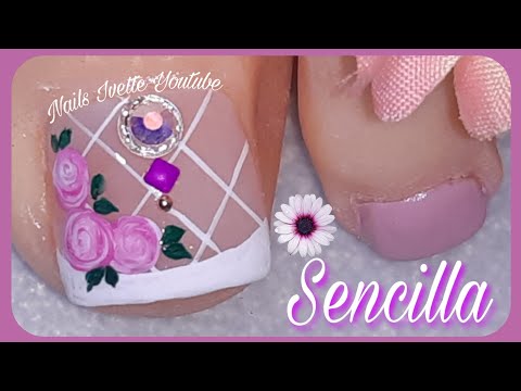 Decoracion De Unas Para Principiantes Unas Simples Y Facil De Hacer Easy Flower Nail Decoration Youtube