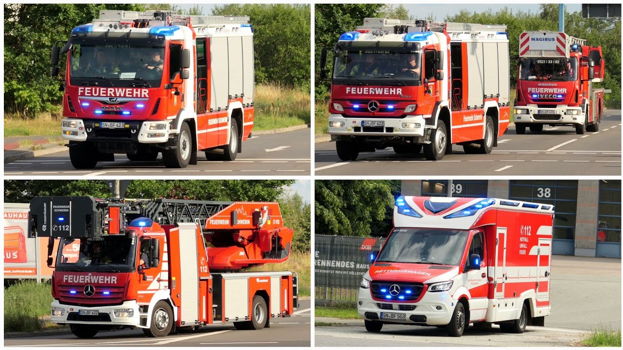 [Feuerwehr Schwerin] Berufsfeuerwehr und Rettungsdienst Schwerin auf Einsatzfahrt // Zusammenschnitt