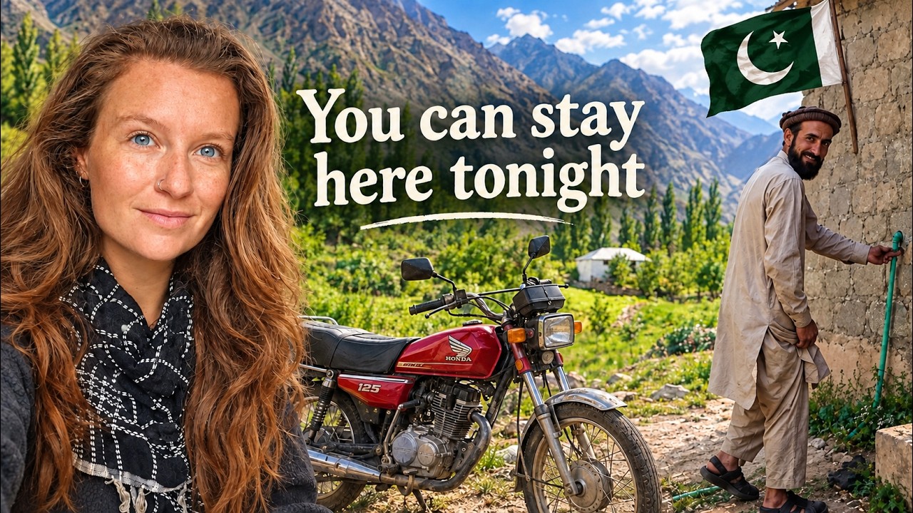 ⁣Solo Female Biker Welcomed Into a Remote Mountain Village in North Pakistan 🇵🇰