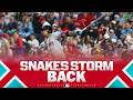Down but not out! 👀 The D-backs strike for 5 runs in the 5th to take the lead over the Phillies! 🐍