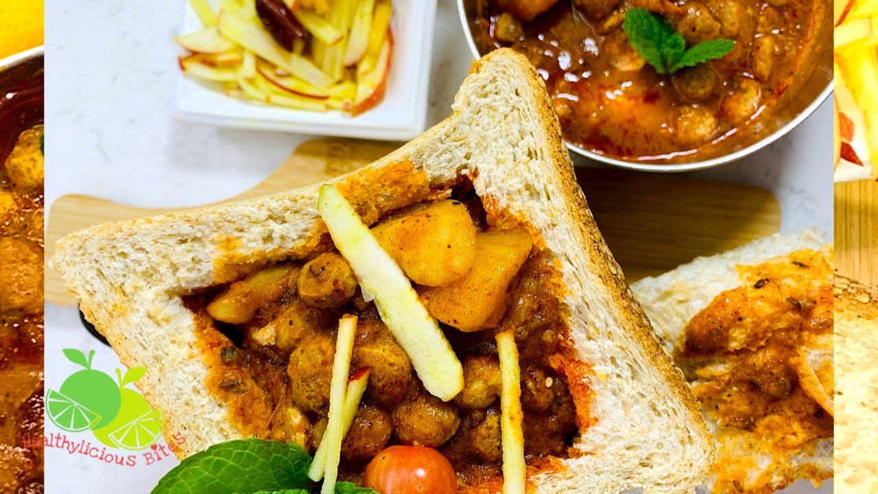 Indian misal bunny chow