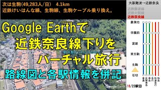 Google Earthで近鉄奈良線バーチャル鉄道旅行