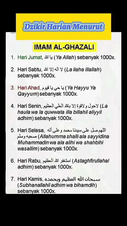 Dzikir Harian menurut Imam Al - Ghazali, #dzikir #shorts
