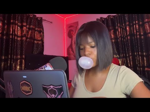 ASMR Gum Chewing Ramble Keyboard typing (snapping and cracking bubble ...