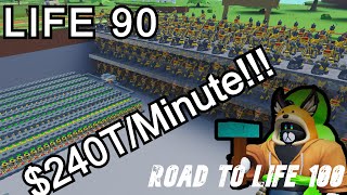 BLOCK TYCOON SPEEDRUN! LIFE 90! 240T Per Minute! Giant Gold Mine! (BLOCK TYCOON)