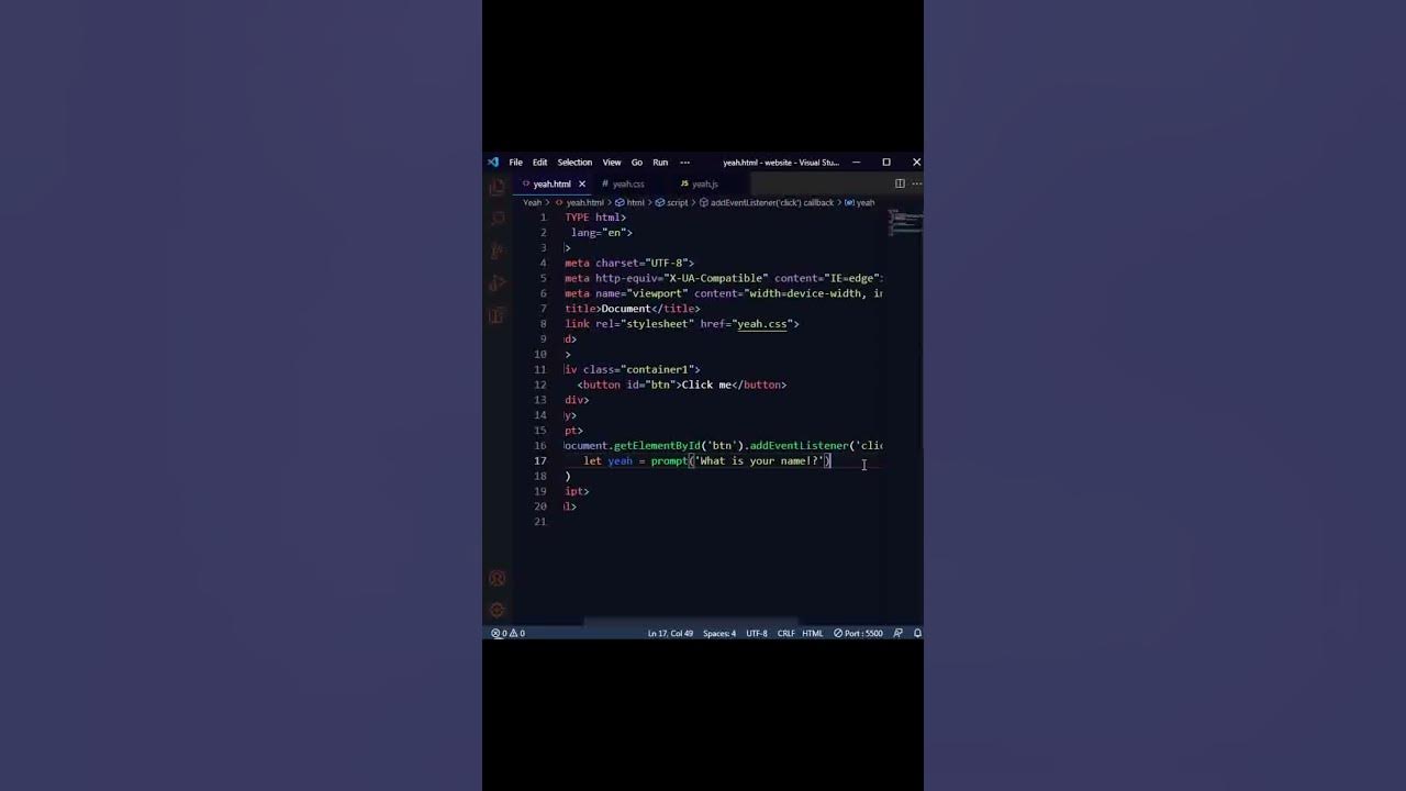 Get a prompt message and take the user's Input in JavaScript # ...