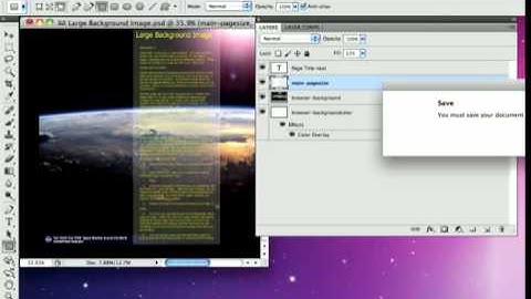 17 Using A large Image as the Browser Background   Photoshop to HTML Websites with SG3