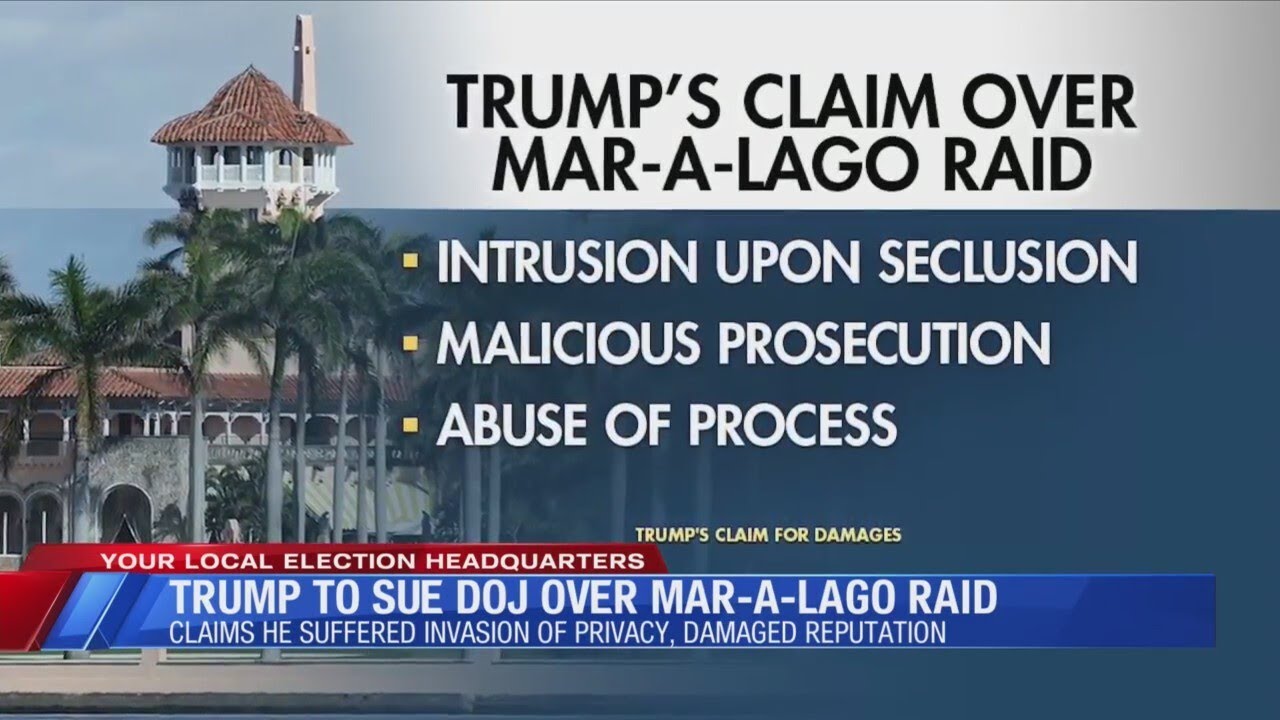 Trump to sue DOJ over Mar-a-Lago raid - YouTube