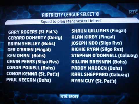 Airtricity League XI Squad to Play Manchester United