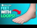 How to make feet with the core loop method in blender3d