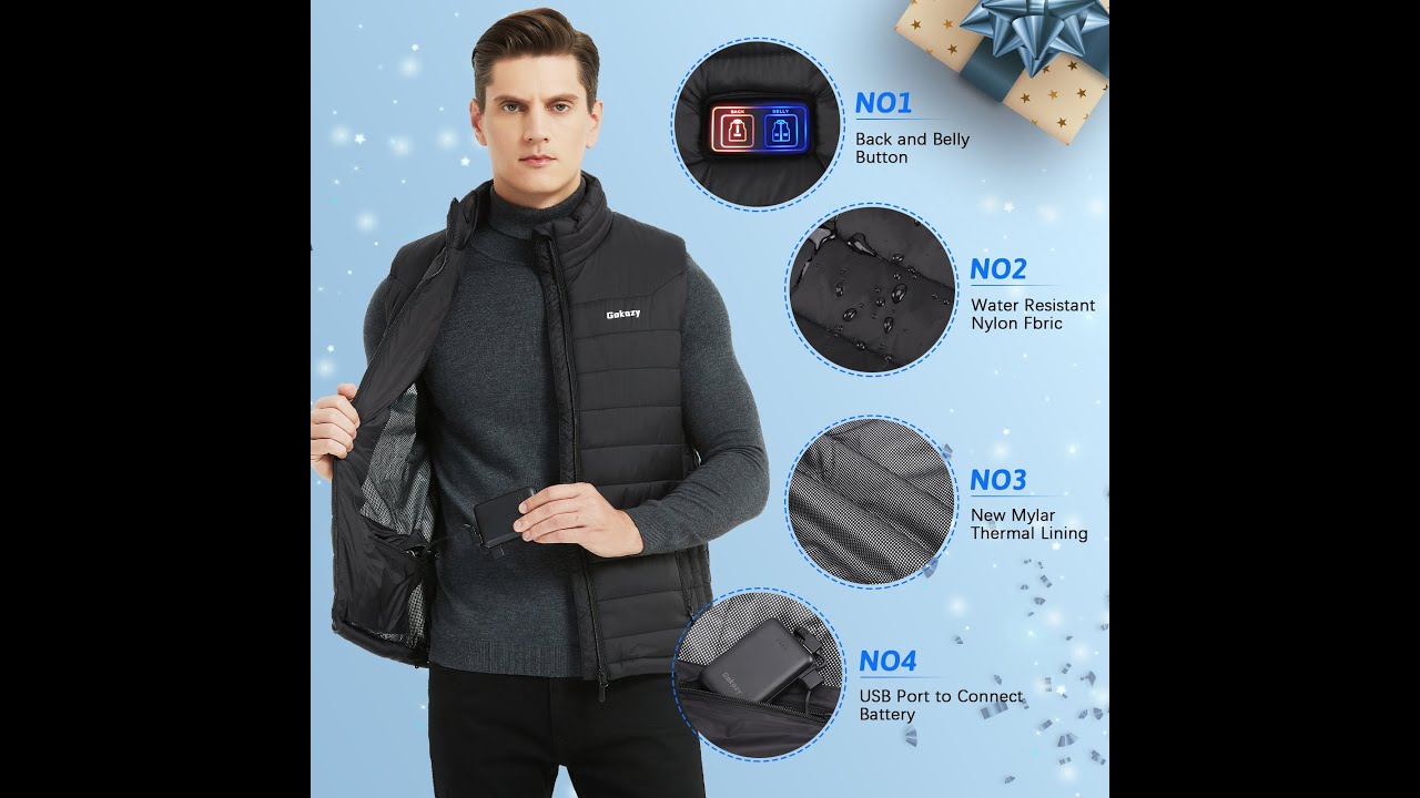 Gilet Chauffant Électrique Femme Avec Batterie - 5 Zones Chauffantes - 3 Niveaux - Pour Vélo, Randonnée, Hiver