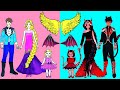 Boneka Kertas Berdandan - Keluarga Zapunzel Dan Keluarga Vampir - Barbie Story & Crafts