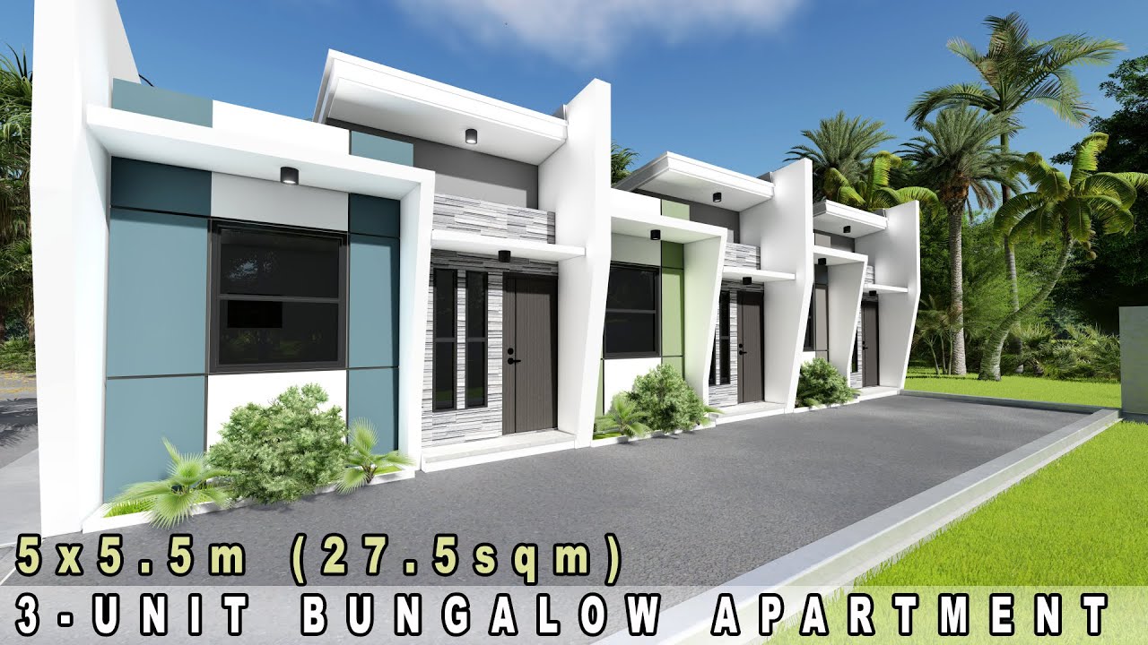 Project 14 3UNIT BUNGALOW APARTMENT SMALL HOUSE DESIGN on 10x15m
