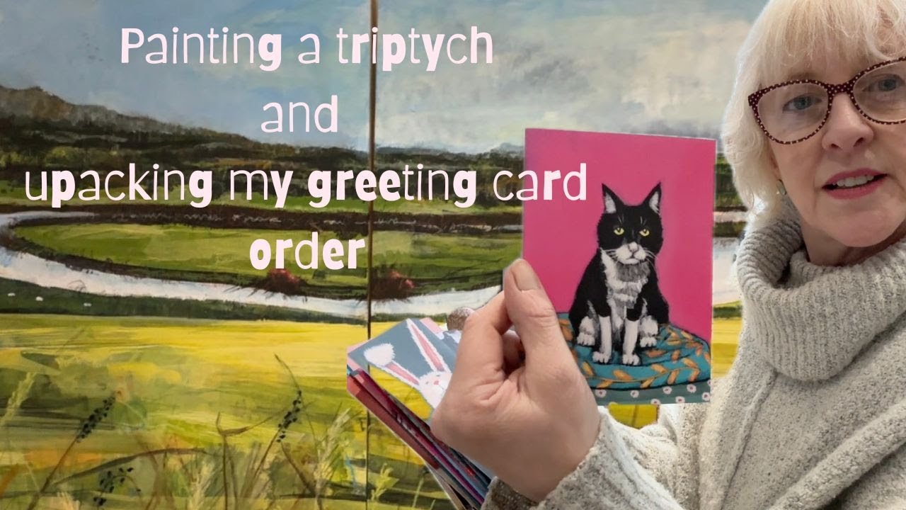 Painting a Triptych and unboxing my greeting card order
