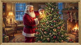 Santa Decorating Christmas Tree Inside | Framed Art TV Wallpaper 4K | Oil Painting | 2 Hour No Music screenshot 5