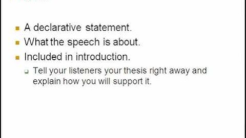 Purpose and thesis statements in speeches