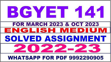 bgyet 141 solved assignment 2022-23 in english | bgyet 141 solved assignment 2023 | bgyet 141 2023