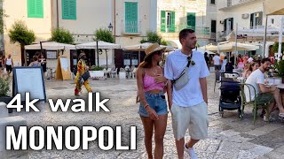 Пешеходная экскурсия по Италии 🇮🇹 MONOPOLI - 4k/60fps - Летняя прогулка по Италии
