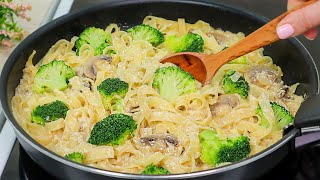 Ich koche diese Pasta mit Brokkoli alle 3 Tage! Sehr leckeres Brokkoli mit Champignons Rezept.