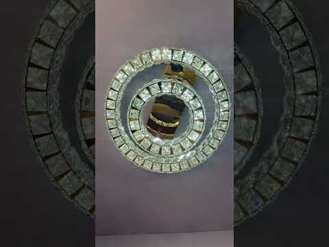 Кругла кришталева люстра Linisoln 60W до 16 м² колір Хром 7708-2А Золото, видео 1