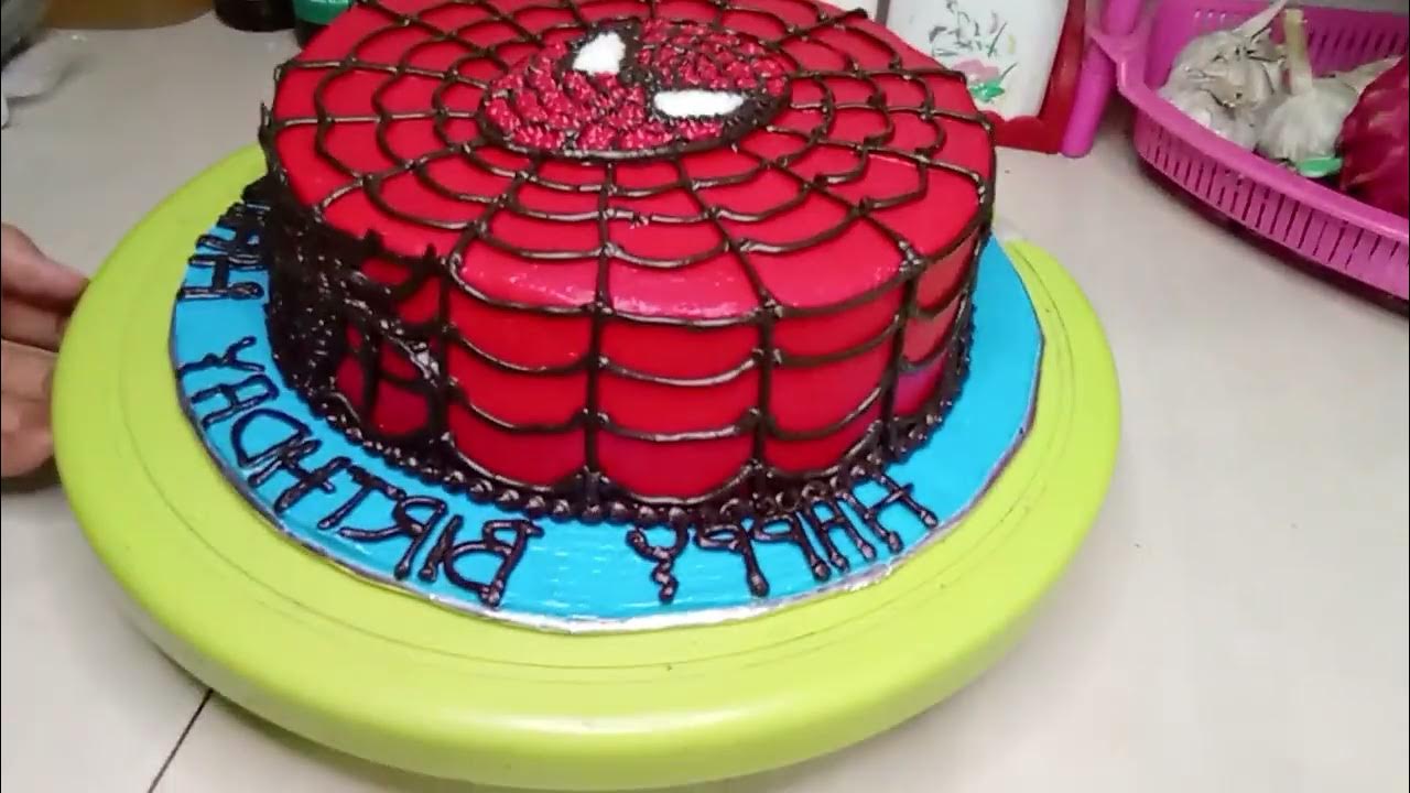 KUE ULANG TAHUN SPIDERMAN MUDAH - YouTube
