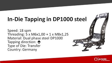 In-die tapping station for automotive seat frame part in DP1000 steel by Pronic