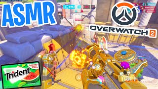 ASMR Gaming 😴 Overwatch 2 Junkrat Ranked! Relaxing Gum Chewing 🎮🎧 Controller Sounds + Whispering💤