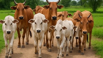 Kerumunan sapi lembu Ternak Beramai-ramai Berjalan Menuju ladang hijau, Suara Sapi Moo, Sapi Lucu