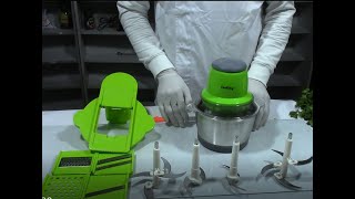 آلة تقطيع الخضر والفواكه الكهربائية الجديدة ذات الوعاء الغير قابل للكسرINOX    14قطعة