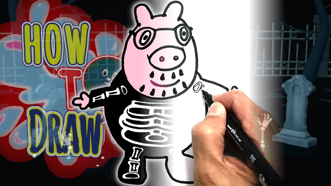 Daddy Pig Drawing | SKELETON | PEPPA PIG COLORING PAGES | Easy Things to DRAW | DrawingwithKIDS