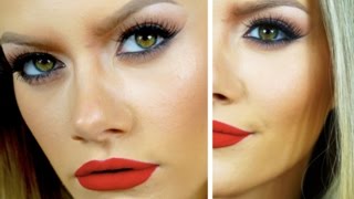Talk Thru Tutorial | Neutral Eyes, Shaded Brows, Bold Red Lip @allinicoleee