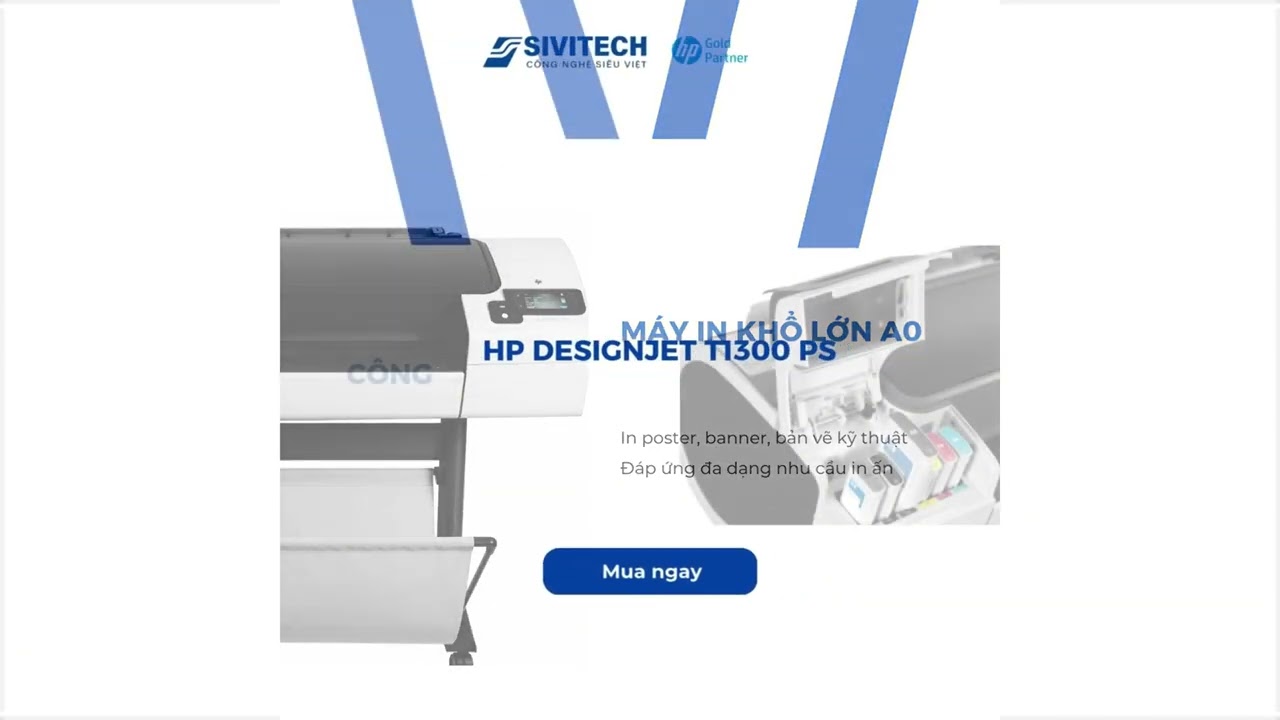 Khám phá máy in khổ lớn HP T1300 PS – Tốc độ, chính xác và chuyên nghiệp cho mọi bản vẽ.