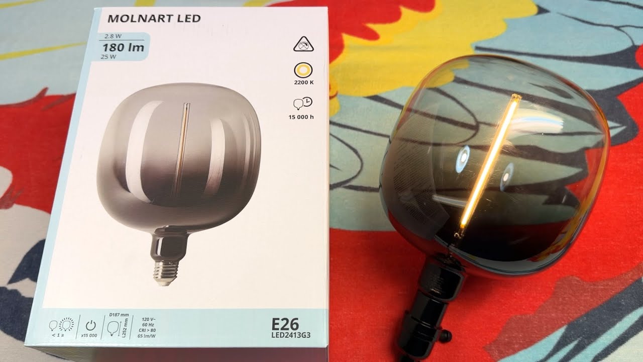 Светодиодная лампочка IKEA Molnart Smoked Globe