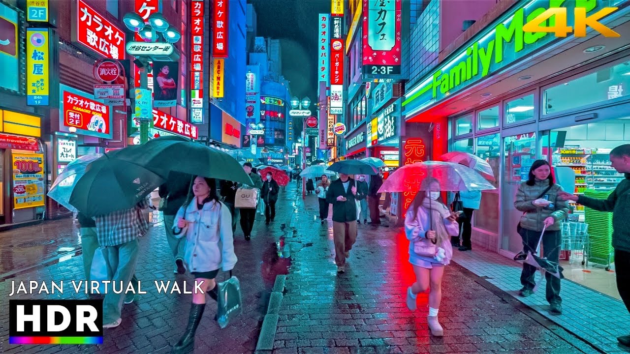 Japan: Tokyo Shibuya Rainy Night Walk | Early Spring 2026 • 4K HDR