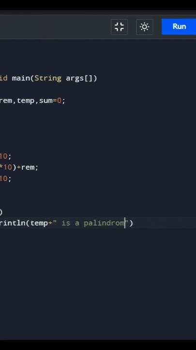 Palindrome Number Program in java | Program in Java | Quick code ...