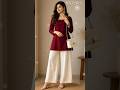 🌸 Maroon Kurti &amp; Cream Palazzo Styling | Elegant Ethnic Fashion Lookbook#fashion #viral #shorts ❣️