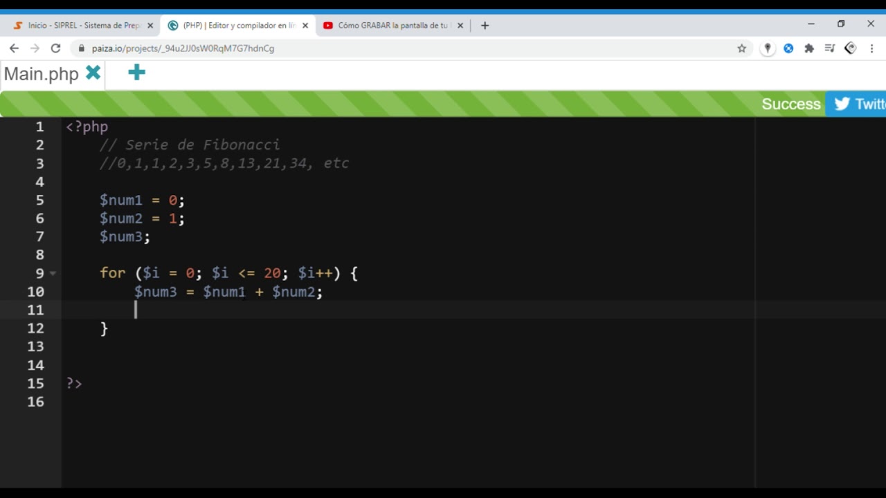Serie de Fibonacci en PHP - YouTube