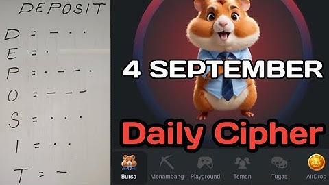 4 September Daily Cipher— Code for 1 m Coins Today | Hamster Kombat Daily Cipher 4 Sept Daily Cipher