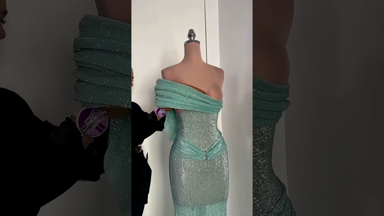 Share with a friend who would own the spotlight in this aqua sequin gown! To order, send us a DM at